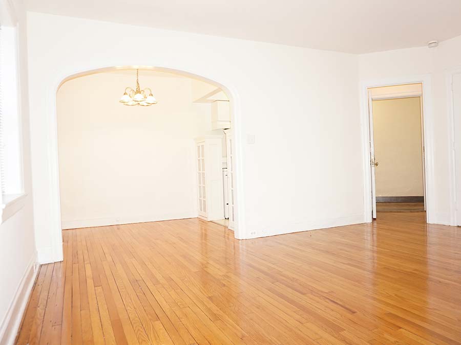 Unfurnished living room space in an apartment at Edgehill Court in Bala Cynwyd, PA.