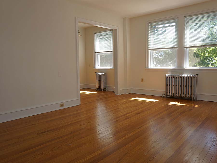 Spacious living room space in an apartment at Hazel Apartments in Upper Darby, PA.