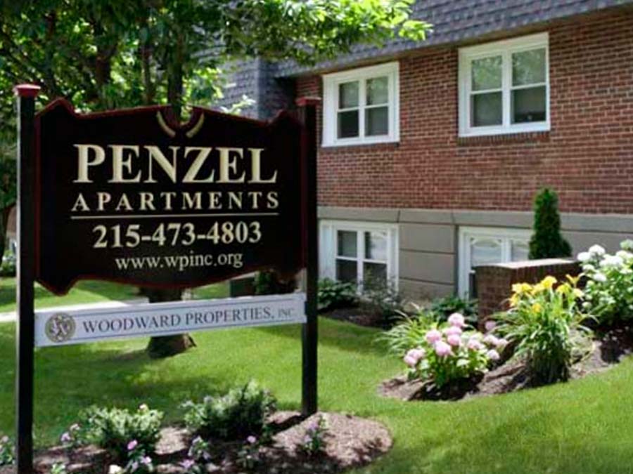 Large sign at entrance for Penzel Manor in Upper Darby, PA.