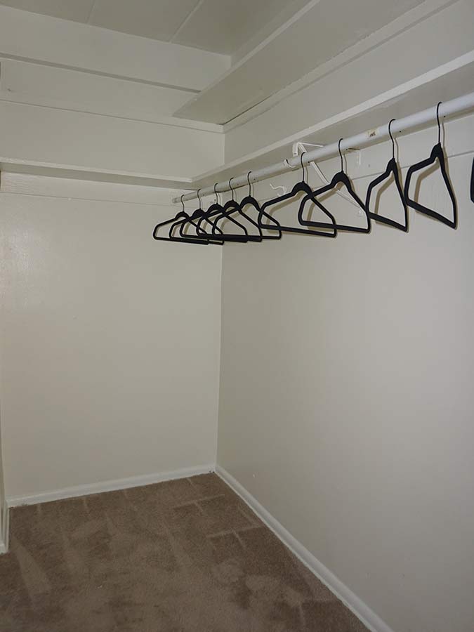 large walk in closet at Ambassador Terrace apartments in Upper Darby