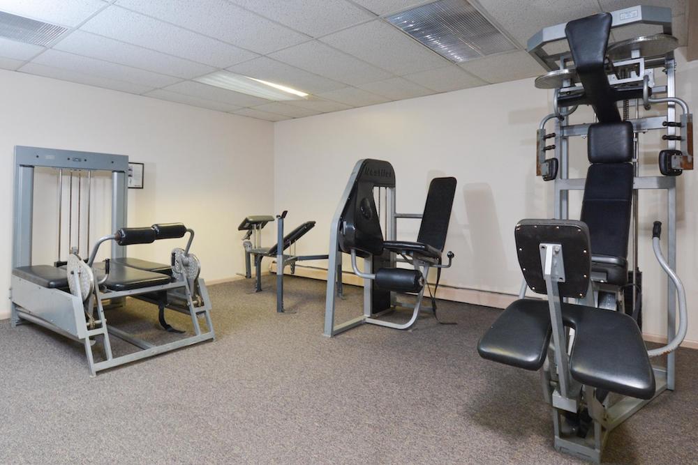 Weight equipment in the fitness center located at Bishop Hill apartments in Secane, PA