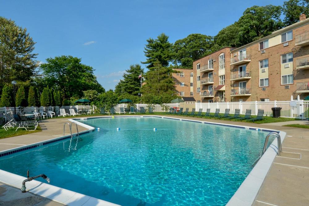 Apartment Building Swimming Pool at Bishop Hill Apartments in Secane, PA, Delaware County